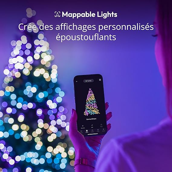 Twinkly Strings 100 LED RGB, Guirlande LED Intérieur et Extérieur, Lumières LED Smart Multicolores, Compatible avec HomeKit, Alexa et Google Home
