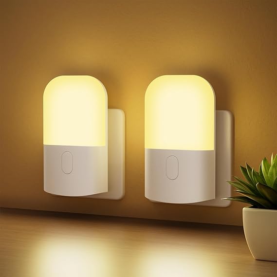 GRIFEMA GD101-2, 2 Children's Night Lights, Electric Socket Night Light with 3 Levels of Brightness Adjustment